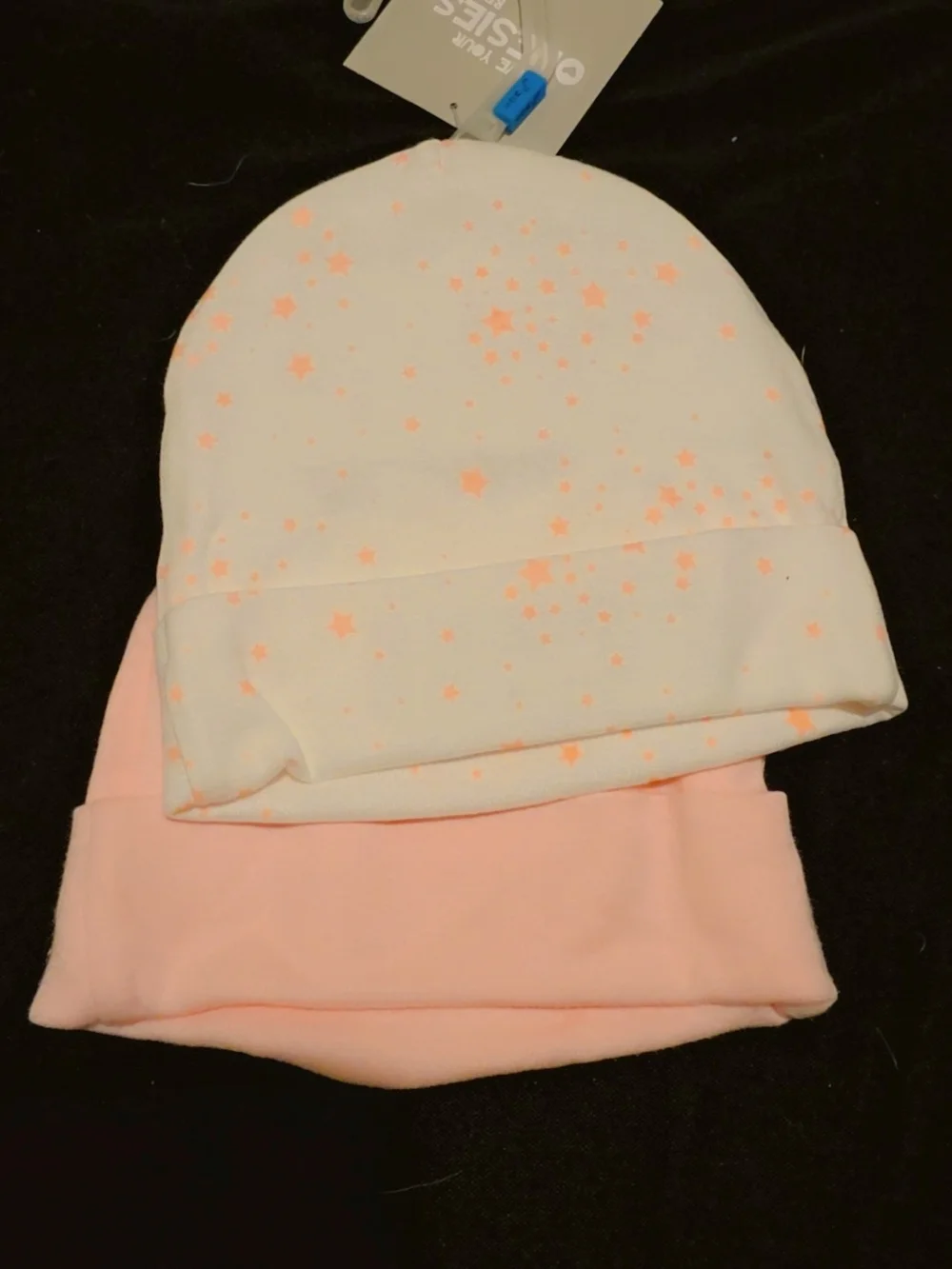 Baby Star Print Beanie Set - Pink & White -